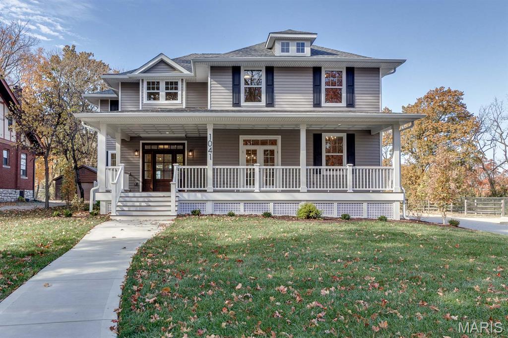 Extraordinary opportunity to live in Webster Groves with 3500+ square feet of new living space on a private .6 acre lot!  Huge front porch takes advantage of this idyllic setting and sets the stage for this impressive modern home.  Mahogany front door opens to spacious foyer and great room w/wainscotting, crown molding and custom fireplace.  Two sets of French doors open onto the new 20ft patio creating an ideal indoor/outdoor connection.  The kitchen is Stunning w/a 10ft walnut island, custom cabinets, 48” range and views to the private backyard.  The formal dining room has another set of French doors leading onto the front porch, the perfect spot for winding down after dinner.  The “family entrance” is at the rear porch and opens into the mud room/laundry/butler’s pantry.  The home office and half bath complete the main floor.  The custom staircase leads to a large 2nd floor loft area.  The primary bedroom is a dream w/walk-in closet; luxurious bath w/heated floors & separate soaking tub; a coffee bar w/frig and captivating views out the French doors to this incredible setting!  There is a 2nd bedroom suite w/private bath and bedrooms #3 & #4 share a 3rd full bath.  The basement features a 9ft tall pour, full bath rough-in & egress window to accommodate an additional 900+/- sq ft.  New white oak floors throughout the home, 9ft ceilings on first & second floor, zoned heating/cooling, underground power…an opportunity like this will not be found again.