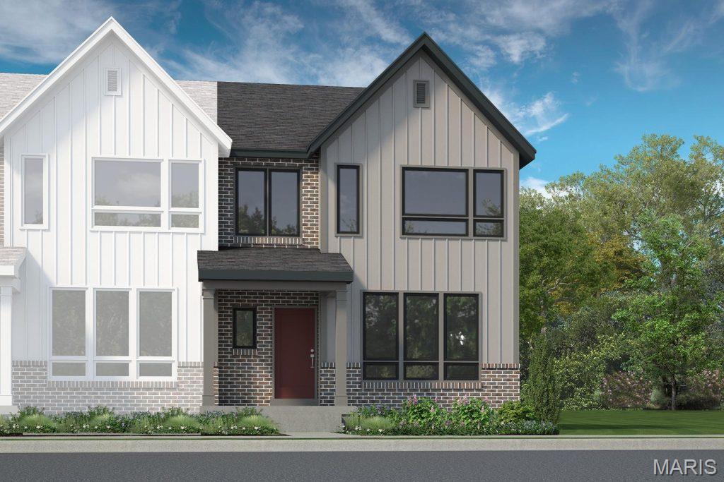 Be the first owner!  New construction, luxury townhome by Fischer and Frichtel in a fantastic St. Peters location. This 3 bedroom, 2.5 bath, 1,474 sq ft, end unit, townhome has an attached, oversized, rear entry 2 car garage and a full basement with bath rough-in.  The curb appeal is excellent with brick, board and batten siding, enlarged casement windows with modern grid design, architectural roof shingles, professional landscape and lawn irrigation. Features include 9 foot ceilings on the main floor, wood laminate flooring on the main floor, an open floor plan, main floor Powder Room, 42 inch white shaker style cabinets with crown, soft close feature, roll out shelving, walk in pantry, contrast island with seating bar, quartz countertops, stainless steel appliances, electric stove, microwave, dishwasher, large Primary suite with walk in closet, double bowl vanity in the Primary Bath, comfort height commode, luxury vinyl tile flooring, semi frameless shower door, convenient second floor Laundry Room, generous sized secondary bedrooms, Low E windows, R 38 ceiling insulation, custom wall color, belt driven garage door opener, Pure Shield insect control system and more. This is an all-electric home. Residents of Birdie Hills Crossing Townhomes will be served by the Ft Zumwalt School District. Located near the corner of Mexico Rd and Birdie Hills/Salt Lick Rd, residents have easy access to Hwy I-70, shopping, restaurants, parks and exceptional recreation areas. This home is under construction and scheduled for a September 2026 completion.