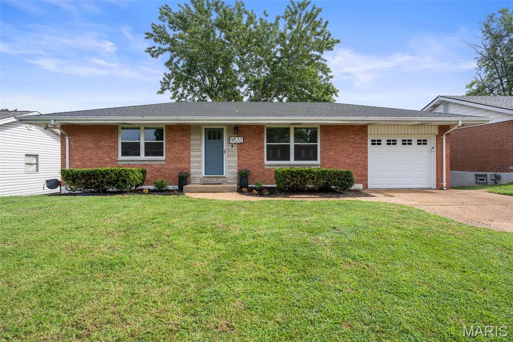 Fantastic ranch home set on a quiet dead end street in the Lindbergh School District! This 2bd/2ba home is completely turn key and ready for the next owner. Enter into the living room, where the large picture window invites great natural light. The eat-in kitchen was renovated and complete with white shaker cabinets, quartz counters, beautiful tile backsplash, stainless steel appliances, and more custom details like glass front cabinets, filtered water dispenser, and more! The two bedrooms each future dual double closets, with a neutral primary room, and an adorable secondary bedroom recently used as a nursery. Everyone loves a ranch basement and you'll see why! This walk-out basement goes on and on, featuring a sleeping room/office that has access to the full luxury bathroom with walk-in shower and glass divider. The main rec area has room for a bar, large card table and couch area, or whatever configuration you desire. Step outside the sliding glass door onto the covered patio with pergola. The large fenced-in yard is perfect for entertaining or maybe some four legged friends! All of this and a one car garage, in a convenient location, that is walkable to shops and food, and a short drive to anything you need, at an extremely accessible price point! No need to rent, come make this home yours!!