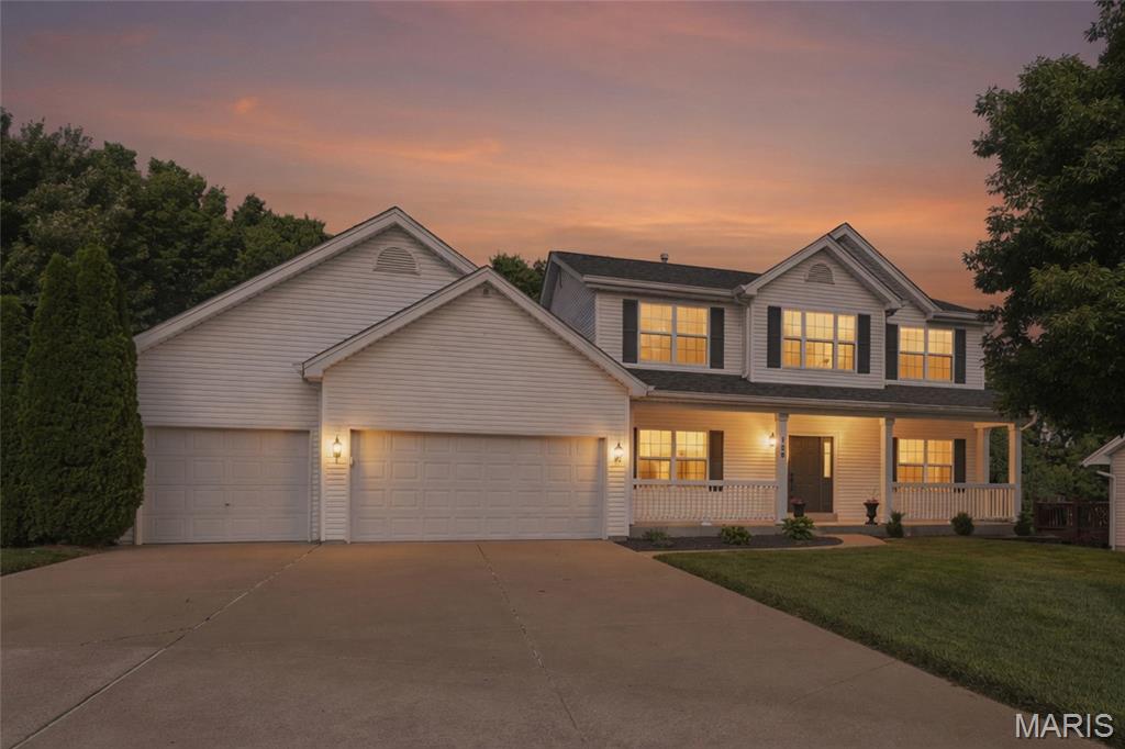 Tucked away on a quiet cul-de-sac, this beautifully updated home offers the perfect blend of warmth, style, and functionality. From the moment you step inside, you’ll be drawn to the rich luxury flooring that flows throughout the main level and the stunning floor-to-ceiling brick fireplace that anchors the inviting living space. The gorgeous updated kitchen is designed for both everyday living and entertaining, featuring stylish finishes and seamless flow into the formal dining room and additional living room or office space — perfect for working from home, hosting guests, or creating a cozy retreat. The spacious primary suite feels like a private escape with soaring vaulted ceilings, skylights that flood the room with natural light, and a relaxing atmosphere you’ll love coming home to. Downstairs, the finished walkout basement expands your living space with endless possibilities for movie nights, game days, or gatherings with family and friends. Step outside to enjoy the fenced private backyard — ideal for kids, pets, entertaining, or simply relaxing in peace. Completing the home is a highly sought-after 3-car garage offering plenty of room for vehicles, storage, and hobbies. With its thoughtful updates, inviting spaces, and desirable cul-de-sac location, this home truly has it all.