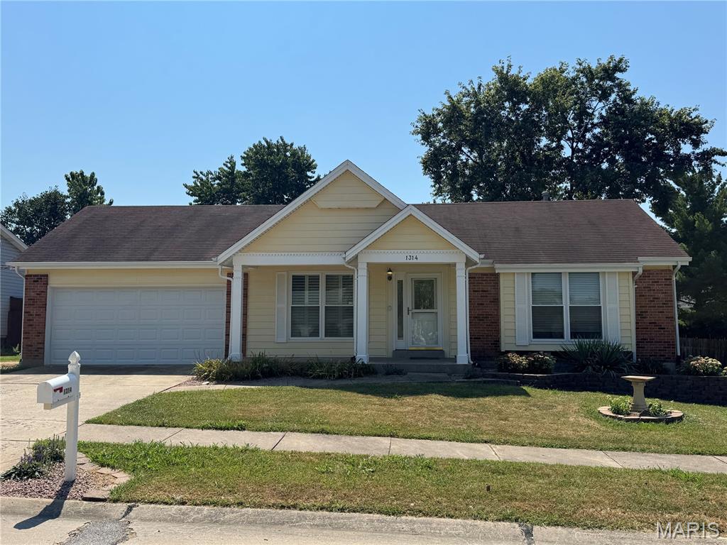 Welcome to 1314 Warrior Song Way in O’Fallon! This move-in-ready 3 bedroom, 2 full bath ranch offers comfortable one-level living, thoughtful updates, a finished lower level, and a fantastic backyard ready to enjoy.

Step inside to find fresh paint throughout and updated flooring and fixtures that gives the home a bright, clean, and welcoming feel. The functional ranch-style layout offers comfortable living spaces that flow easily for everyday life and entertaining. The kitchen features newer appliances, while two bedrooms and full bathrooms provide plenty of space for family, guests, or a home office.

Need even more room? Head downstairs to the finished lower level, where you’ll find a spacious recreation room offering plenty of possibilities for a second living area, game room, movie space, or entertaining. The lower level also features an 3rd sleeping room, and full bathroom, providing flexible space for guests, a home office, workout room, or hobby space.

Outside, the level backyard is a standout feature! A privacy fence with two convenient gates creates a great space for pets, play, gardening, or entertaining. Relax with your morning coffee or unwind at the end of the day on the covered deck overlooking the backyard. The attached 2-car garage provides additional parking and storage.

Even better, several major improvements have already been taken care of, including a newer HVAC system and newer roof, offering added peace of mind for the next owner. With fresh interior paint and updates, newer appliances, additional finished living space, great outdoor amenities, and important mechanical improvements, 1314 Warrior Song Way has so much to offer. Come see all the space and versatility this O’Fallon home has waiting for you!