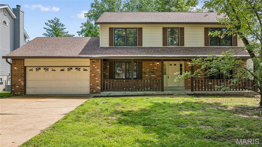 So much to love and still enough potential to upgrade and make it your forever home.  Excellent location, Rockwood schools, close to shopping, restaurants, hospital, easy access to 141.  As you enter this gem of a home through the newly refurbished front door, you are greeted by a soaring entryway, beautiful new chandelier and gleaming wood floors.  Freshly painted throughout!  The stately millwork gives this home so much character and warmth.  From the solid wood panel doors, crown molding and beams in the hearth room, to the trimmed cove ceiling in the formal dining room.  The generously sized, attached, 2 car garage provides easy access to the kitchen through the main floor laundry room and added bonus, main floor hall half bath for convenience.  A brand new cooktop was recently installed in the eat in kitchen which features a built-in desk, pantry, ceramic tile flooring and lovely bay windows offering a perfect breakfast nook!  New carpeting and ceiling fans have been installed upstairs.  The generously sized primary suite boasts bay windows, a 10’ ceiling, a walk in closet and en-suite primary bath with separate shower and tub.  You will find three additional guest bedrooms upstairs, the larger of which boasts a 10' ceiling, and double closets.  A full hall guest bath with tub/shower combo rounds out the 2nd floor.  New toilets and flooring recently installed in both upstairs baths.    Newer HVAC and water heater (5yr).  The generously sized walkout basement is unfinished and opens to the spacious, level yard that is fully fenced and backs to wooded space.  Plenty of potential to add extra sleeping space, a workshop, office, storage etc.  San Simeon estates is a picturesque neighborhood with well maintained homes that don’t last long.  Welcome Home!