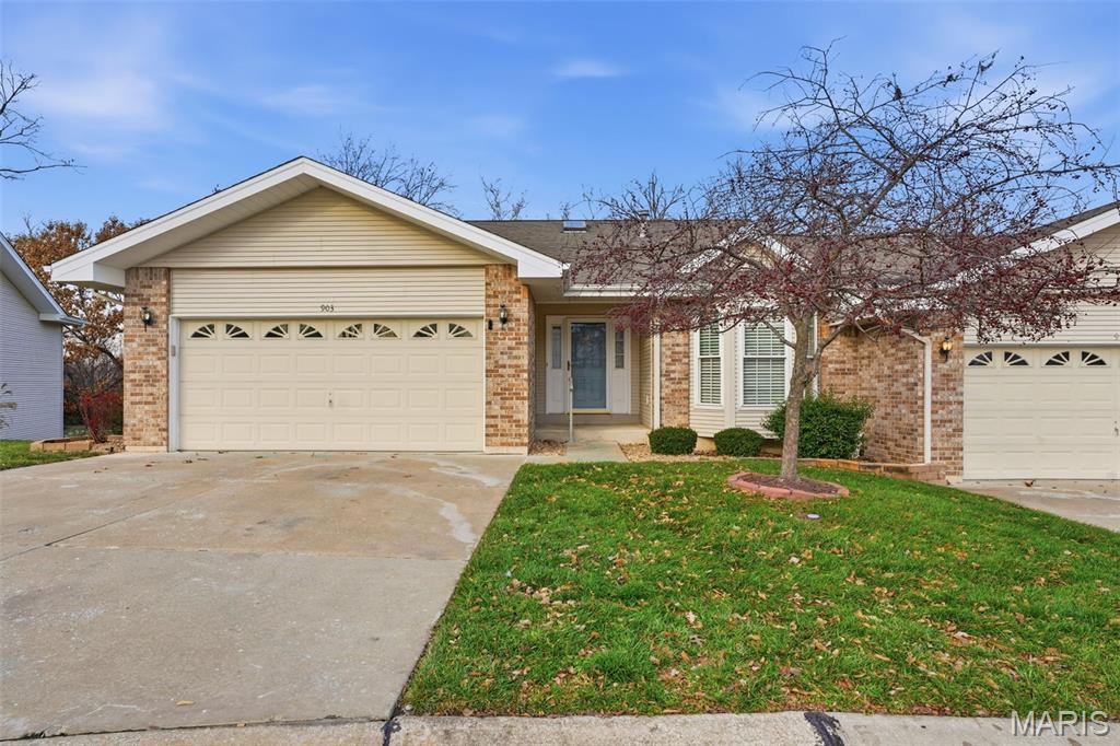 BRAND NEW FLOORING! Welcome to this brick elevation villa tucked at the end of a quiet cul-de-sac where life just feels a little calmer. Enjoy the unique setting, with the street backing to one of the community’s peaceful golf course fairways, giving you a scenic view without the upkeep and full access to Lake St. Louis amenities! 

Inside opens to a large foyer with natural light, vaulted ceilings, and an open layout that makes the home feel elegant from the moment you step in. The kitchen offers ample counter space, stainless steel appliances, and a seamless connection to the main living area. Settle in around one of the two fireplaces, or head downstairs to a finished, walkout basement with beautiful built-ins, a third bedroom, and another full bathroom.

With quick access to I-70 or I-64, this location makes commuting easy and convenient. If you’ve been searching for a place that feels relaxed, well-connected, and easy to love, 903 Palmer Ct. is worth viewing firsthand. Schedule your tour and see what makes it special!