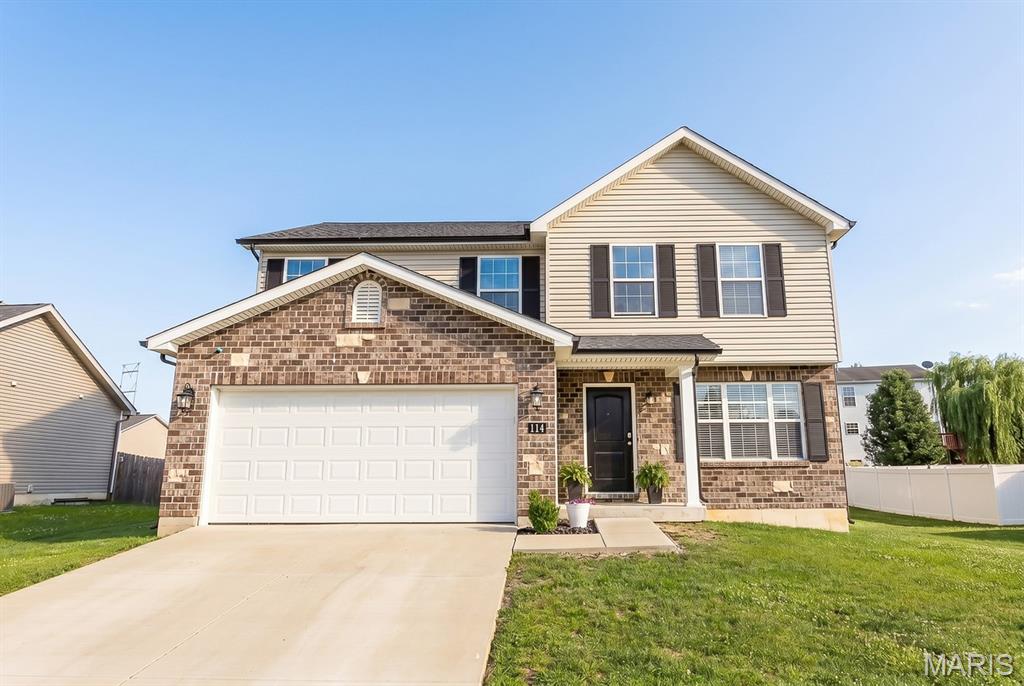 Welcome home to this beautifully maintained 3-bedroom, 2.5-bath home in the desirable Wilson Creek community! The open-concept main level offers a spacious living room, dining area, and kitchen designed for both everyday living and entertaining. Upstairs you’ll find a generously sized primary suite featuring a walk-in closet and private bath, along with two additional bedrooms and a full bath.
The partially finished basement provides valuable additional living space and includes an egress window and rough-in plumbing, offering excellent potential for a future bedroom, bathroom, recreation room, or home office. Enjoy peaceful lake views and a large backyard that’s perfect for entertaining guests, backyard barbecues, outdoor activities, or simply relaxing and taking in the scenery.
Additional features include an attached 2-car garage, modern finishes, and a convenient location close to shopping, dining, parks, schools, and Scott AFB. Move-in ready with room to grow—don’t miss your opportunity to make this beautiful home yours!Please note: Audio and video surveillance are in use on this property. Buyers & Buyer’s agents are responsible for verifying accuracy of all MLS data.
