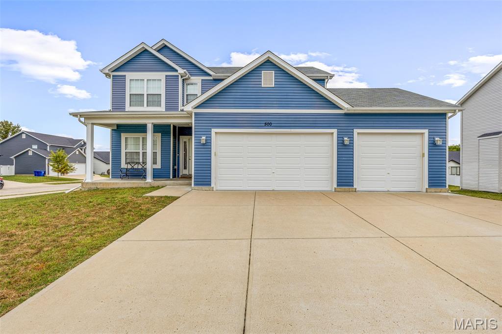 Welcome to Wolf Hollow Estates! Located less than a mile off Imperial Main Street! This 5 year new, 2-Story home on corner lot features a spacious living plan with 3 bedrooms, 2.5 bathrooms, bonus spaces, 2nd floor laundry, and oversized 3 car garage! The front porch greets you when you step into the foyer. The front room den is a perfect space for a formal sitting or dining room, home office, or playroom. Open great room to kitchen with dining/breakfast room in the center. This space is perfect for gathering family and friends! Woodburning fireplace nestled within built in bookshelves. Gorgeous luxury vinyl plank flooring through the main floor! The kitchen boasts plenty of cabinet & counter space, center island and walk in pantry! Suds and bubbles await in the deluxe primary on suite! Custom jacuzzi corner tub with all the amenities! Plus, large walk-in closet, security safe, bathroom closet, double sink, and walk in shower. Just steps away to the 2nd floor laundry closet in the open upstairs loft! The upper floor also includes spacious secondary bedrooms and a full bathroom. The full basement includes a back framed wall with full size windows and walkout door. Ready to add additional living space with rough in for future bathroom and lots of storage with the heavy-duty metal shelving to stay! Custom oversized garage includes a workshop design with 8’ high garage doors, side mounted garage door openers, epoxy coated floors, extra electric outlets with a RV outlet 50 amp 110, and NewAge garage storage cabinet system to stay! Front built with a brick ledge ready to add brick or stone if desired. Level yard with 10' x 7' storage shed ready for your personal touch! Minutes from local parks, shopping, dining, and easy highway access. Schedule your private tour today!