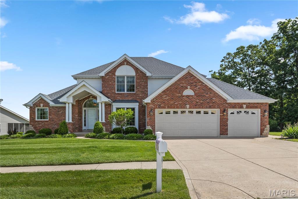 Beautiful 1.5-story home with brick, stone, and vinyl exterior is situated on a premium lot backing to common ground and the 14th hole of Bear Creek Golf Course. This well-maintained home offers an open and inviting floor plan with a dramatic great room featuring a fireplace and stunning wall of windows that fills the home with natural light. The spacious main-floor primary suite includes a private luxury bath and walk-in closet while the upper level offers two additional bedrooms, a loft area, and a full bath perfect for gatherings, guests, or a home office setup. The large kitchen features a center island, abundant cabinetry, and opens to the breakfast room, a screened in sunroom/deck, creating ideal spaces for both everyday living and entertaining.
Additional highlights include beautiful landscaping, irrigation system, a 3-car garage, Anderson windows, a new roof installed in 2023 and has been freshly painted.  Enjoy the array of amenities including the golf course, pool and clubhouse.  This wonderful home provides peaceful golf course views and the privacy of backing to common ground in this exceptional Bear Creek property.