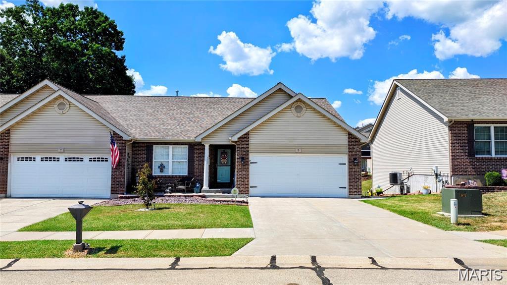 Beautiful 3 Bed / 3 Full Bath Villa in much sought after beautiful Sawyers Ridge in Festus Mo.  This particular home spares no expense with upgrades galore!
Gorgeous Plantation Blinds, Screen in covered deck. High end stainless steel appliances, extra custom cabinetry, stair assist at front porch, also adding handrail going to lower level, replaced the tub/ shower unit downstairs with walk in shower, replaced doors in LL with built in blinds, added electrical blower for built in fireplace, Anderson storm door, and front door with leaded glass, added storm door between laundry room and garage with screens to help in natural circulation if air. Customized laundry room with cabinetry. Added electrical outlet in Master closet and electrical w/ dimmers for top of kitchen cabinetry. Extensive landscaping including a sidewalk around the side perimeter with beautiful patio.  Immaculately maintained and move in ready.