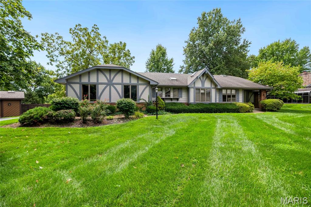 Enjoy low maintenance luxury living in this stunning ranch-style home located in Bogey Village in St Charles! This home boasts 2 bedrooms, 3 full bathrooms, and over 3,000 square feet of living space including the finished lower level.

The front door opens to the entry foyer with a skylight, coat closet, crown molding, and opens to the living room and formal dining area. The living room features a vaulted ceiling, gas fireplace, 2 skylights, recessed lights with dimmer switches, and opens to the office with built-in shelving and an electric fireplace.

The kitchen boasts newer countertops, newer backsplash, pantry, canned lighting, and a dining area with skylights.

The primary bedroom features French doors, a walk-in closet, doors to one of the back patios, and a luxurious bathroom. The primary bathroom boasts tile floors, a handicap accessible shower with a bench, newer tub, skylights, newer vanity, crown molding, and plantation shutters.

An additional bedroom, full hall bathroom, and laundry room with a sink complete the main floor.

The finished lower level features a spacious recreation room, an office/sleeping room, full bathroom with a sauna, workout room, and ample storage space with built-in shelving, a utility sink, workshop area, and water softener.

Other highlights include: freshly painted throughout most of the interior (2026), one newer water heater, side entry 2 car garage with a concrete ramp for handicap accessibility, and newer luxury vinyl plank floors throughout most of the main floor.

Relax in the spacious 3 seasons room or on one of the 2 concrete back patios, and enjoy the level backyard with extensive landscaping! Location could not be better – close to major highways, restaurants, shops, schools, Bogey Hills Country Club, and walking distance to Wapelhorst Park!