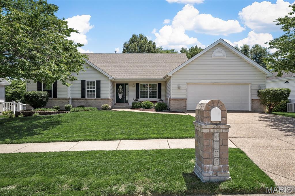 Welcome home to 1156 Ivy Point Dr. in O’Fallon, MO! This 1800+ sq ft, 3 bedroom, 3 full bath, ranch home offers an inviting open floor plan designed for both everyday living and entertaining. The spacious great room is the heart of the home, featuring soaring vaulted, beamed ceilings, a cozy wood-burning fireplace, and an airy feel filled with natural light. Stylish vinyl plank flooring flows throughout most of the main level, creating a seamless and modern look. The kitchen is equipped with stainless steel appliances, beautiful granite countertops & tile backsplash, and opens effortlessly to the main living space, making gatherings easy and enjoyable. Step outside to enjoy the deck and patio overlooking the fully fenced, level backyard that backs to trees, creating a private and peaceful outdoor retreat.  The primary suite provides plenty of space for relaxation and 2 additional bedrooms are available to use as such or as an office.  Two full bathrooms conveniently located on the main floor and a 3rd full bath is located in the unfinished basement which provides a blank canvas to personalize for yourselves!  Car enthusiasts, hobbyists, or outdoor lovers will appreciate the oversized 2-car garage with ample storage space, including room for a bass boat and additional gear.  Recent updates include: Brand new Storm Door (being installed June 2026), Microwave (2025), Garbage Disposal (2025), Newer Hi-Efficiency HVAC System (2024), Hot Water Heater (2024), & Vinyl Plank Flooring (2021)! A perfect blend of comfort, character, and functionality in the heart of O'Fallon, with top-rated schools, & super convenient to Hwys 70, 364, & 40, shopping, dining, & local parks!  Showings start on Friday, June 5!  Open House on Sunday, June 7 from 12-2pm!