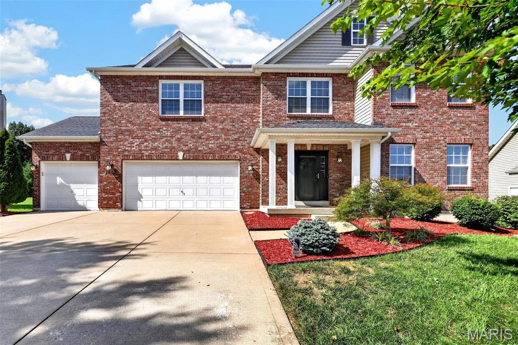 Showings begin at the Rush Hour Open House Wednesday 9/9. Welcome home to this spacious 4-bedroom, 2.5-bath home offering over 3,300 sq ft of living space and plenty of room to spread out! Step inside to an open, inviting floor plan featuring hardwood flooring, arched doorways and flexible living spaces. The kitchen offers granite countertops, a large pantry, breakfast area and plenty of workspace, opening directly to the family room with a cozy gas fireplace. Upstairs, you’ll find generously sized secondary bedrooms with walk-in closets, a versatile bonus room perfect for a home office, playroom or additional living space, plus convenient second-floor laundry. The oversized primary suite is a true retreat with vaulted ceilings, a large walk-in closet and private bath with separate tub and shower. The unfinished lower level provides even more opportunity for future living space and includes a rough-in for an additional bath. Outside, enjoy a level yard and patio, plus an attached 3-car garage. Tucked away on a quiet cul-de-sac on the north side of O’Fallon, the location offers a more peaceful, tucked-away feel while still keeping everyday conveniences close by. Enjoy easy access to highways, shopping, grocery stores and a variety of nearby restaurants, along with the Fort Zumwalt School District and convenient proximity to St. Dominic High School. With its spacious layout, quiet setting and convenient location, this home offers the perfect combination of room to spread out while still being close to everything you need.