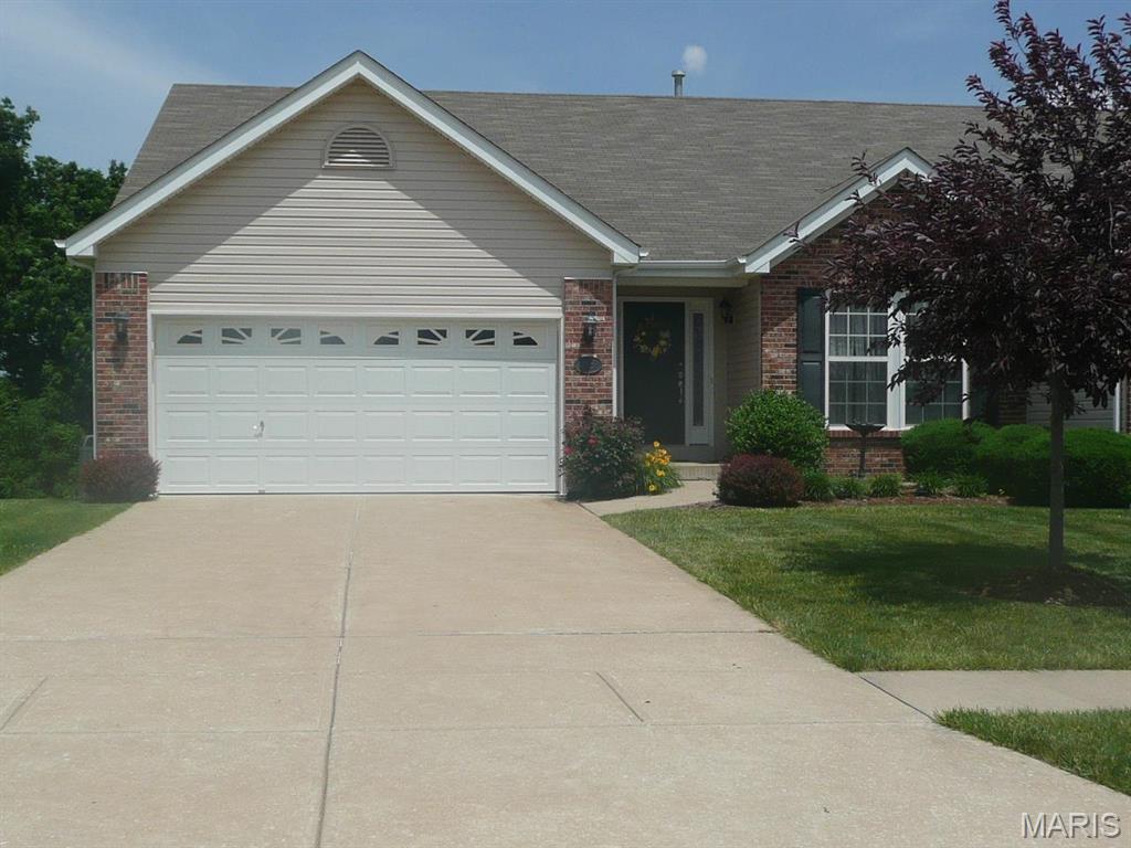 Spacious Executive Villa, you will be greeted with nice landscaping, walk into your foyer with ceramic tile floors, warm and inviting, open ups into great room with 2 skylights, gas fireplace flanked by windows, upgraded custom drapes, and the 2nd bedroom. Primary bedroom suite, walk in closet (7'x6'), bath has oversized shower with seat, double door linen closet, and double sinks. Hall bath and open staircase to basement. Cherry wood cabinets with lots of counter space and stone counter and a double door pantry. Appliances all stay with the property. Laundry room has washer and dryer hookups on one side and cabinets and counters on opposite wall. Dining room out to deck overlooking park like back yard. Down the steps from the great room into the lower-level family room, 3rd bedroom, 3rd full bath and 2 storage rooms. From the family room out to patio and back yard. Property is being sold with tenant rights, do not disturb tenants. No showing till July 6th or later.