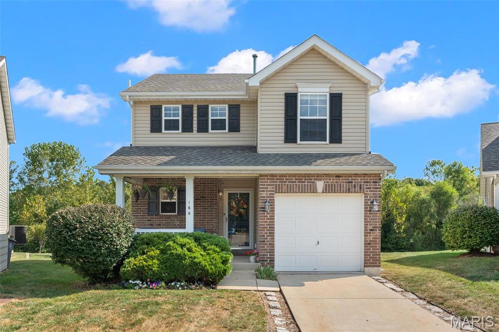Welcome to this charming 2-story home in the desirable Brookside Village community, perfectly set on a premium level lot backing to private, tree-lined common ground. Inside, the bright, open main level flows seamlessly from the living room to a dining area that opens directly to an expansive back patio and lush yard. The kitchen features a breakfast bar, granite backsplash, under-cabinet lighting, a built-in microwave, and a pantry for extra storage. Upstairs, the primary suite boasts a massive walk-in closet and a private bath with a double vanity and oversized shower, joined by two additional bedrooms, a second full bath, and a convenient laundry closet. The finished lower level offers a spacious recreation room and abundant storage. Step outside to your private backyard oasis or take the walking path straight to the community pool, playground and picnic area. Key updates include a new roof (2025), fresh paint, and a newer HVAC system. Minutes from shopping, dining, schools, and major highways! Schedule your showing before it's gone!