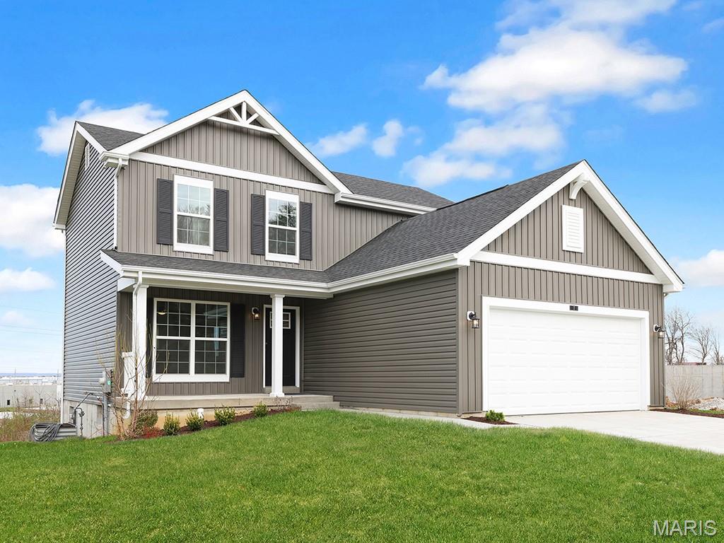 New McBride Homes Berwick, 2-story 3BR, 2.5BA will be ready this winter! Farmhouse exterior and walkout homesite! Perfect for entertaining, the main level boasts wood laminate flooring & 6’ windows. The kitchen has quartz countertops, stainless steel GE appliances, & level 4 Winstead Burlap 42” tall cabinetry w/center island & breakfast bar. The breakfast room has a sliding glass door to the backyard. Spacious living rm with 2 large double windows & ceiling fan. Upstairs the primary suite has a walk-in closet & private bath with double sinks, linen closet, & 5ft walk-in shower. 2 more bedrooms, full bath, & 2nd-floor laundry add convenience. Other features include white 6 panel interior doors, powder rm, & more! Parkview offers beautiful new homes in Gray Summit with easy access to I-44, nearby parks, shopping, dining, and outdoor recreation in Franklin County. Enjoy peace of mind with McBride Homes’ 10 year builders warranty & incredible customer service! Similar photos shown.