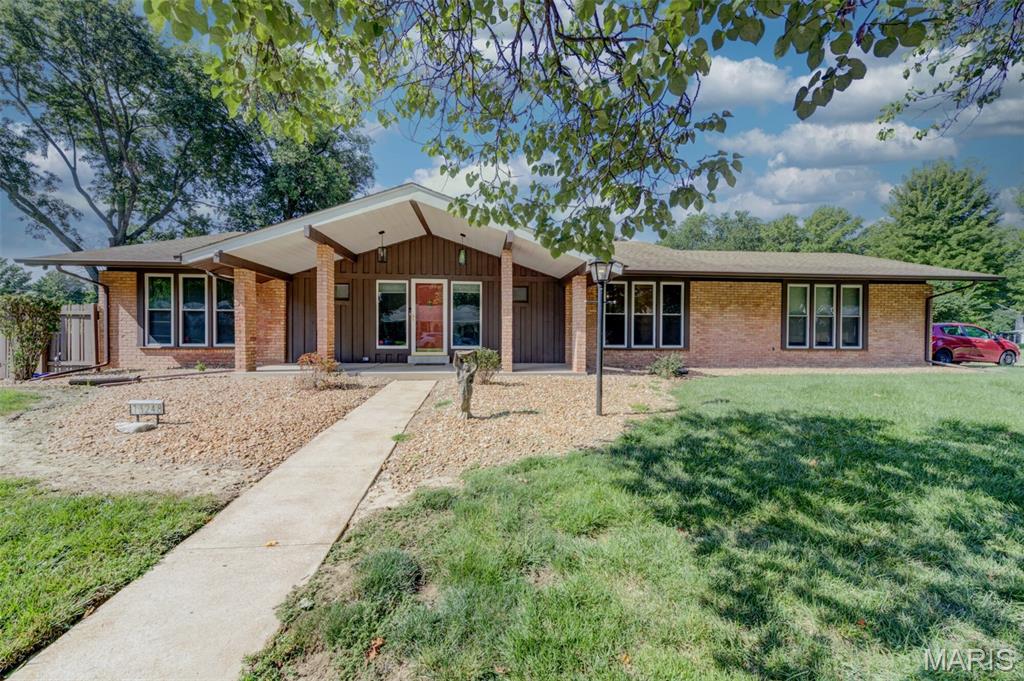 Open House Sat., 9/19, 1-3 PM. Beat the summer heat in your own private inground PebbleTec pool! This incredible 35,000-gallon, 10-foot-deep water oasis features a new filter, pump, waterline tile and coping, all completed in 2026 and is surrounded by a wood privacy fence. Rare opportunity to own a spacious ranch in sought-after Old Farm Estates with 3,367 total finished square feet, including an inviting finished basement. Over $110,000 in improvements have been invested by the current owner in recent years! Highlights include fresh interior paint, gorgeous hardwood flooring, updated lighting and plumbing fixtures, A/C coil 2026, A/C condenser 2022, roof and water heater 2017, garage door openers, AprilAire humidifier, thermal windows and much more. Charming entry foyer opens to a spectacular living room with skylights and a stylish cut-out to the hallway. Spacious family room features a fireplace with gas logs, recessed lighting and two walk-out porches leading to the rear yard and expansive patio. Refreshed kitchen offers refaced cabinetry, updated counters, appliances and LVP flooring. Renovated main-level full and half hall baths plus an impressive primary bath suite with recessed lighting, abundant closet space and beautiful upgraded vanity. Expansive finished basement boasts quality laminate flooring, updated baseboards, six-panel doors, recessed lighting and 4th bathroom. Side-entry garage, insulated overhead doors, low-maintenance brick exterior and covered front porch. Convenient location close to major roads, highways, shopping, restaurants and 2,145 Creve Coeur Lake. All this in highly rated Parkway Central School District!
