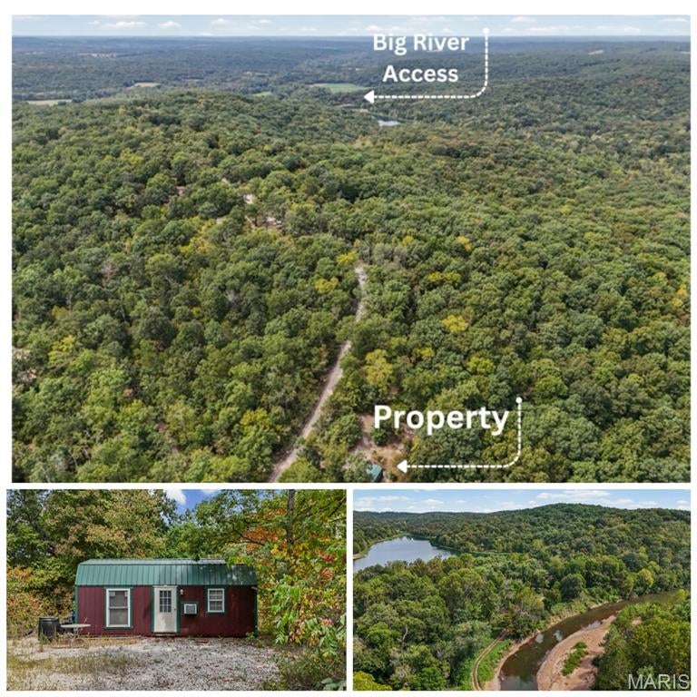 5+/- PEACEFUL ACRES WITH CABIN & COMMUNITY LAKE/BIG RIVER ACCESS! Tucked away among mature trees and rolling hills in Big Woods Subdivision, this property offers the perfect combination of privacy, recreation, and future possibilities. Built in 2019, the charming cabin sits on a concrete slab and features 1 bedroom, an updated full bath including a newer tub/shower, kitchen, cozy living area, two spacious loft areas above, and newer water heater. Electrical wiring and plumbing are in place and ready for utility hookup. Outside, a circle drive welcomes you to approximately 5 peaceful acres—ideal for a weekend getaway, recreational retreat, or the future site of your new home. Mobile and modular homes are also permitted. Big Woods residents enjoy community access to a private lake as well as nearby Big River, offering opportunities for fishing, kayaking, swimming, and boating. The property also includes a camper site with sewer hookup and access to a 250-gallon water storage tank. The existing camper sustained damage from a fallen tree limb, but may be repairable. Whether you’re looking for a quiet escape in nature or acreage to create something of your own, this property offers plenty of possibilities!