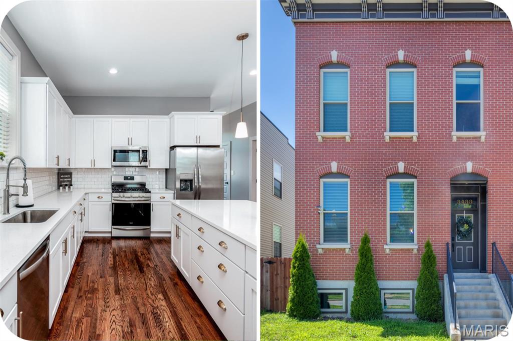 Newer construction + Cherokee Street around the corner? Pretty easy yes. This home gives you the convenience of modern construction with one of St. Louis’ most vibrant neighborhoods right outside your door. Inside, an open, airy floorplan features tall ceilings, rich hardwood floors, upgraded lighting, and a kitchen made for gathering—with a massive center island, generous pantry, and plenty of room to spread out. Main-floor laundry, a drop zone, and a powder room keep everyday life running smoothly. Upstairs, the primary suite offers a walk-in closet + private bath with double sinks (because sharing is overrated). Two additional bedrooms and a full bath give you plenty of flexibility for guests, a home office, or whatever life throws your way. The clean, open basement is ready for a gym, movie nights, playroom, or excellent storage. Outside, enjoy a fenced yard + 2-car garage—both major perks this close to Cherokee Street. Modern comfort, historic neighborhood character, and tacos/vintage shops/nightlife just a block away. What's not to like?