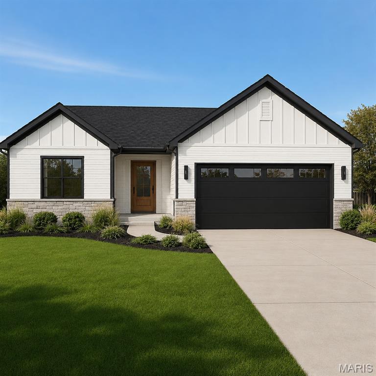 The Hampton by CNR Homes blends modern curb appeal with comfort and thoughtful design. Its striking exterior features warm-white siding, board-and-batten gables, black windows and accents, light stone detailing, and a rich wood-Look front door. Inside, this beautifully crafted 1,750-square-foot split-bedroom ranch offers an open-concept layout with upscale finishes and smart functionality. The spacious primary suite includes an oversized his-and-hers walk-in closet, while the chef-inspired kitchen features a large island, granite countertops, and sleek finishes—perfect for entertaining and everyday living. Estimated Completion is February 2027