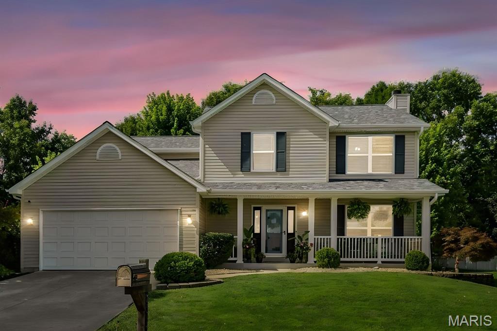 Showings begin Fri. 6/26! Beautifully maintained 2-story home situated on a level 1/3-acre lot just minutes from Winghaven, where you'll enjoy golf cart access to restaurants, parks, the library, shopping, and the beautiful neighborhood lake just one block away. The spacious floor plan features a welcoming living room with a wood-burning fireplace, breakfast room, and a bright, versatile dining room that would also make a wonderful sunroom, sitting area, or flex space. The kitchen offers stainless steel appliances, stylish modern lighting, new hardware, and plenty of workspace.

Since purchasing, the sellers have completed a stunning renovation of the primary bath featuring a large walk-in shower with a glass block window and a new double vanity. They also relocated the laundry to the second floor for added convenience and installed a custom closet system in the primary suite. Fresh, modern paint throughout gives the home an updated and inviting feel. The former main-floor laundry has been transformed into a functional mudroom/butler's pantry while retaining access to the laundry hookups.

The finished lower level provides an abundance of additional living space along with a convenient half bath. Outside, enjoy the large patio overlooking the level backyard with mature cleaned-up landscaping, a storage shed, and a newer playset that is included. Additional updates include newer roof, soffits, gutters, and downspouts (2021), radon mitigation system (2022), HVAC (2018), and LED lighting throughout. A wonderful combination of space, updates, and location in a highly convenient area.