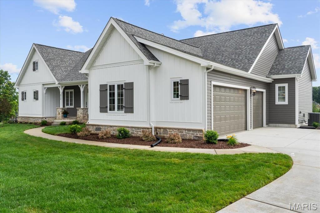The final opportunity to own a new home at The Legends Country Club. Come see this move-in ready ranch that offers a panoramic golf course view, premium finishes, and multi-million dollar neighboring homes in The Reserve enclave. Don’t miss this rare opportunity at a fabulous close out price to enjoy golf, swimming, dining, and relaxation as this home is a short golf cart ride away from The Legends clubhouse. The home offers a bright, open dining and kitchen design great for large scale entertaining yet cozy enough for family movie night. It has shaker cabinets with quartz countertops, bead board accents, and stainless steel appliances. The see-through fireplace has custom shiplap and adjoining bookshelves. Built in cubbies directly off the 3 car garage. This ranch home boasts 3 bedrooms, 2.5 bathrooms, and laundry room on the main level. The owner's suite has a dramatic coffered ceiling, his and hers closets and private bath with tile floors, freestanding tub and oversized ceramic shower. Finished walkout lower level has a large rec room and a fourth bedroom and bathroom. This home offers lifestyle inside and out.