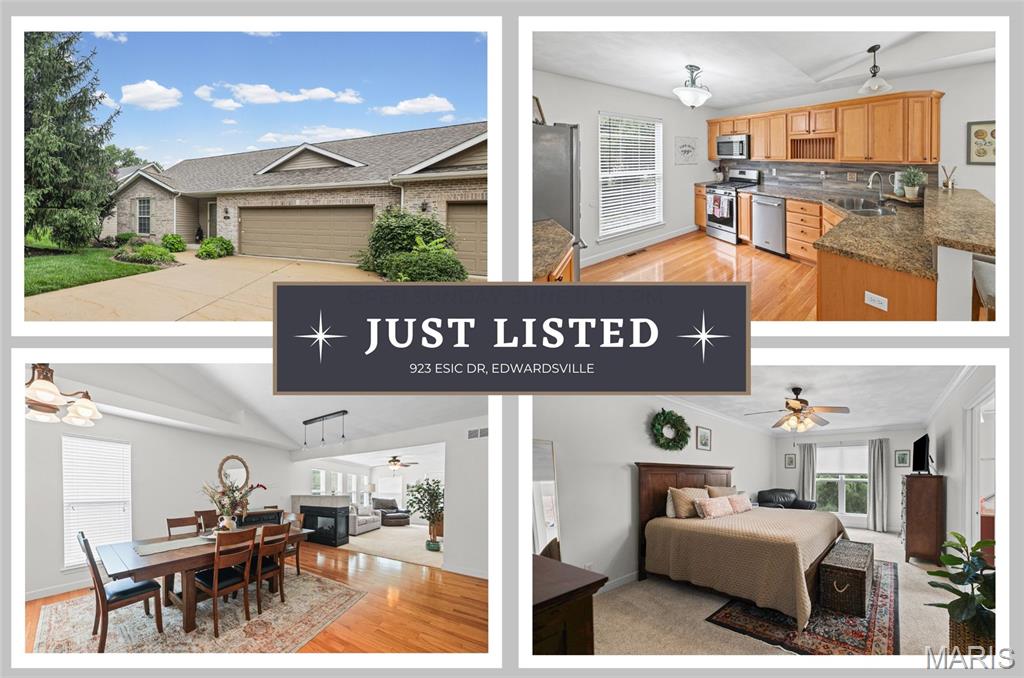 Enjoy easy, low-maintenance living in this spacious 3-bedroom, 3-bath villa with a finished walkout lower level in a highly desirable Edwardsville location! Tucked just minutes from the YMCA, MCT bike trails, shopping, dining, and everyday conveniences, this move-in-ready home offers the perfect blend of comfort and convenience.

Step inside to an open and airy floor plan featuring beautiful wood floors, fresh paint, vaulted ceilings, and abundant natural light. The well-appointed kitchen is designed for both everyday living and entertaining, offering maple cabinetry, stainless steel appliances, a gas range, breakfast bar, and generous counter space. The dining area flows seamlessly into the living room, where a gas fireplace creates a warm and inviting focal point.

The spacious primary suite features a walk-in closet and private bath with double vanities, a tiled shower, and separate soaking tub. A second bedroom, full bath, and main-floor laundry provide convenient one-level living.

The finished walkout lower level expands your living space with a large family room, third bedroom, full bath, and plenty of unfinished storage space. Step outside to the private patio—perfect for relaxing and enjoying the peaceful surroundings.

Additional highlights include an attached 2-car garage, new roof (2024), new windows (2024), and new air conditioner (2026). HOA services include lawn care, landscape maintenance, and snow removal, allowing you to spend more time enjoying life and less time on upkeep. Don't miss this opportunity to own a beautifully maintained villa in one of Edwardsville's most convenient locations!