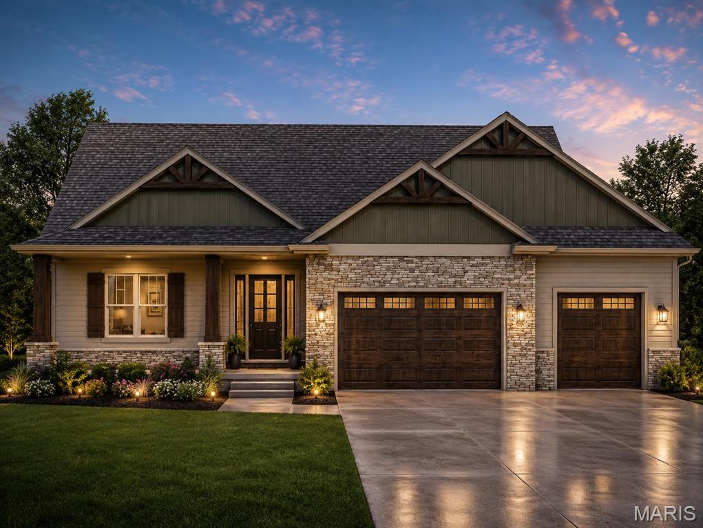Introducing the Remington by CNR Homes—one of CNR's newest and most sought-after floor plans, thoughtfully designed with style, functionality, and today's modern buyer in mind. This stunning ranch home offers an open-concept layout featuring a spacious great room, designer kitchen with oversized island, custom backsplash, under-cabinet lighting, and a large walk-in pantry complete with upgraded solid shelving. The luxurious primary suite provides a private retreat with a beautifully detailed feature wall, expansive walk-in closet with custom solid shelving, and spa-inspired bath. The finished walkout basement dramatically expands the living space, offering the perfect setting for entertaining, recreation, or hosting guests while providing direct access to the backyard. A covered patio extends your outdoor living area and takes full advantage of the walkout homesite. Additional upgrades include a laundry room with built-in cabinetry and utility sink, elegant framed mirrors, stylish black plumbing fixtures throughout, and enhanced rooflines with an upgraded roof pitch that elevates the home's curb appeal. Built with CNR Homes' exceptional craftsmanship and quality standard features, this home also includes a finished 3-car garage, energy-efficient construction, premium finishes, and thoughtful details throughout. There's still time to make your own selections!