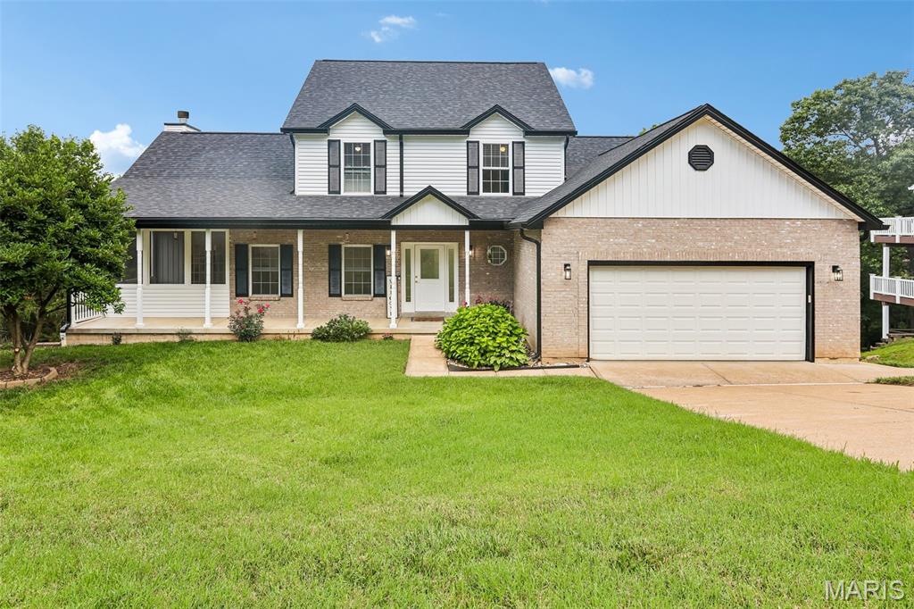 Imperial Gem!  NEW ROOF! NEW SIDING! NEW GUTTERS!  This home boasts a new exterior and looks amazing! You will love this open floor plan too!  The Main Level features a spacious great room with vaulted ceilings, tall widows accenting the fireplace. French glass doors open into the screened in porch area where you'll enjoy the light breeze for morning or evening respite. Light and airy kitchen with tons of white cabinets and miles of counter space with breakfast bar for your cooking adventures. Breakfast room with glass doors opens to the massive deck space overlooking the back yard and woods! The formal Dining Room is truly special with its tongue & groove wood ceiling! Primary Bedroom Suite (main floor!) is 18' x 13'6" & connects with its private bathroom featuring dual sinks, deep jet tub, shower with corner seat and enormous walk-in closet. Upstairs you will find 4 more bedrooms and 2 full baths (Jack & Jill style). Plenty of closet space here too! Venture down to the basement and discover an unfinished space full of possibilities with its walk-out door and egress windows plus a super tall 9' pour! Everything is tastefully decorated and ready for your family to call their own!  HURRY!