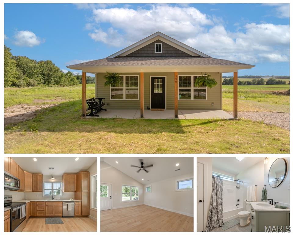 Brand new construction, a bit north of Hwy 70. This is a 2 bed 1 bath bungalow style home designed for energy efficiency and easy living. Zero entry front door means no steps to deal with. Open kitchen with eat-in dining area in front of a large window is also open to the living room. This area has a vaulted ceiling and is filled with light. Wide plank laminate flooring runs throughout, no carpet to keep clean! The side entry door goes to the parking area. A small shed for yard tool and mower storage is on the side of the home. Laundry room is across from the oversized closet.  The 2 bedrooms have a nice view of the backyard and both have private closets. The bathroom has a tub / shower combination and a high, long window for privacy and light. This home was built with 2 x 6 exterior wall construction, and has a super high efficiency HVAC that is also has a heat pump option. Built for long-term energy efficiency over the life of the home. The concrete slab is also insulated underneath.  On public sewer and a shared private well that has a new pump and will service 2 more homes in the future. Home was custom designed by a local architecture company working with the owner to combine the best features possible. This joins the lot with the well and well house on the right.  Owner is a licensed broker in the state of Missouri.
