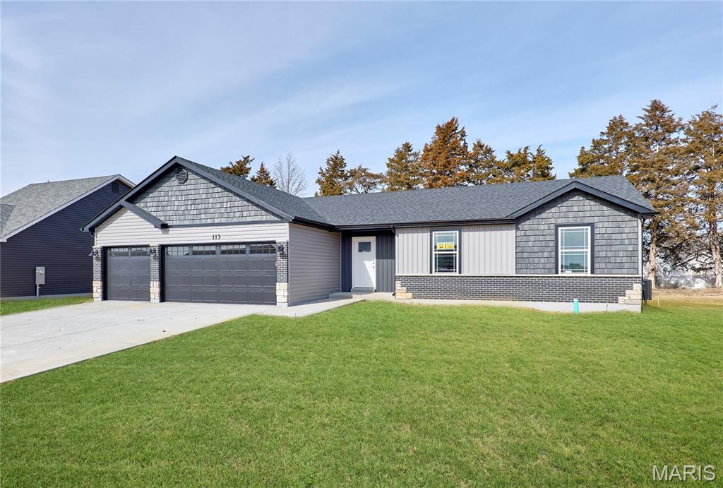 BRAND NEW home with every option you could imagine! They include vaulted ceilings, rounded “bullnose” corners, granite or quartz countertops, stainless steel appliances, 42" cabinets with "cushion close", custom neutral-colored paint job throughout, LVT flooring throughout most of the home, framed windows, taller baseboards, adult-sized cabinets in bathrooms with marble countertops, walk-in closets, upgraded carriage garage doors with openers on 3 CAR Garage, full bath rough-in, panel doors (many varieties), and upgraded water/light fixtures throughout the house! MAIN FLOOR laundry! Fully sodded yard (front/sides/back). *Pictures are of previously built homes. Builder/Broker* This home is USDA eligible.