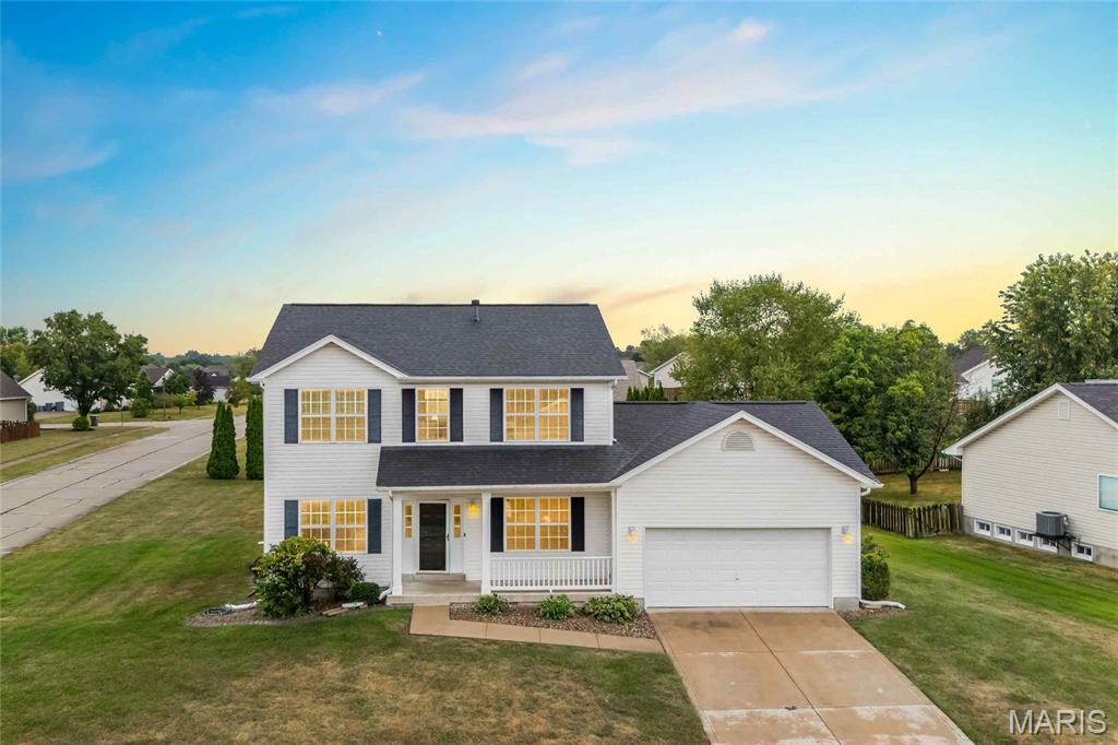Open Sat 9/19, 12-2pm. Stunning 2-story home with a pool in the popular Indian Springs subdivision in O'Fallon! This home boasts 4 bedrooms, 2.5 bathrooms, and 2,300+ square feet of living space.

The front door opens to the entry foyer which leads to the formal dining room and family room. The spacious living room features a gas fireplace, bay window, and opens to the kitchen.

The kitchen boasts a center island, tile backsplash, planning desk, stainless steel appliances, and a dining area. The laundry room with a utility sink and the powder room complete the main level.

The second floor features the spacious primary bedroom with a walk-in closet and private bathroom. Three additional bedrooms and a full hall bathroom complete the second floor.

The lower level boasts ample storage space. Other highlights include: 2 car attached garage, newer HVAC, newer roof, new garage door opener (2026), custom LVT flooring and wood laminate floors on main level, luxury vinyl plank floors on 2nd floor, and painted neutral colors throughout.

Relax poolside or on the concrete patio and enjoy the spacious, level backyard. The 29 x 13 foot fiberglass pool has a new AquaRite S3 Salt System (2026). Location could not be better – close to multiple golf courses, shops, restaurants, schools and major highways!