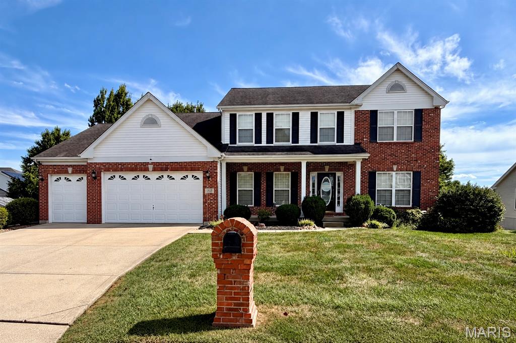This spacious 4-bedroom, 3.5-bath home offers 9-foot ceilings throughout and an impressive two-story wall of windows that fills the main living space with beautiful natural light. The open layout provides plenty of room for everyday living and entertaining, while the finished basement features a pool table area, wet bar, and additional lounge space perfect for gatherings. Step outside to a spacious, fenced-in backyard offering plenty of room for outdoor entertaining, play, and relaxation. Storage is abundant with walk-in closets in every bedroom, multiple kitchen cabinetry and pantry space, and a large unfinished portion of the basement offering additional storage or future possibilities. Located in a quiet, welcoming neighborhood, the home is just minutes from local shopping, dining, and neighborhood parks, with convenient access to Scott Air Force Base, MetroLink stations, and downtown St. Louis via nearby interstates. This home offers a wonderful combination of space, comfort, natural light, storage, and indoor and outdoor entertainment. Buyer(s) and Buyer's agent to verify all information including but not limited to square footage, taxes, features and schools. Agent owned.
