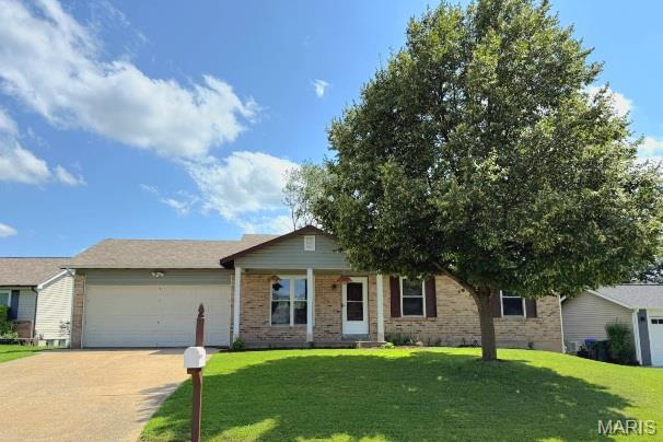 Updated 3 beds & 3 full bath Ranch features a large 16 X 5 covered front porch & sits on a double Cul-De-Sac street. You will love the Bright & Open Floor plan. The large kitchen boasts Quartz countertops, Stainless appliances & walks out to a double level deck, (17X15 & 17X8) perfect for entertaining, while still maintaining plenty of yard space. The kitchen continues the open floor plan with the open stair case that leads to the large professionally finished lower level complete with a large bright & spacious 10.5 X 4.11 full bath. The lower level also includes multiple spacious family room/ game room spaces & walks out to spacious 18 X 25 patio. Additionally you'll appreciate the bonus 13'.5'' x 11'.2" office or guest room with large closets. Center hall bathroom is nice & bright thanks to the skylight.  The 2 car garage is equipped with an Electric Charging Station for an electric vehicle. Conveniently located with easy access to 94/364 making your commutes quick & easy. Washer & Dryer are being left for buyers convenience without warranty. This is one you will want to see asap!