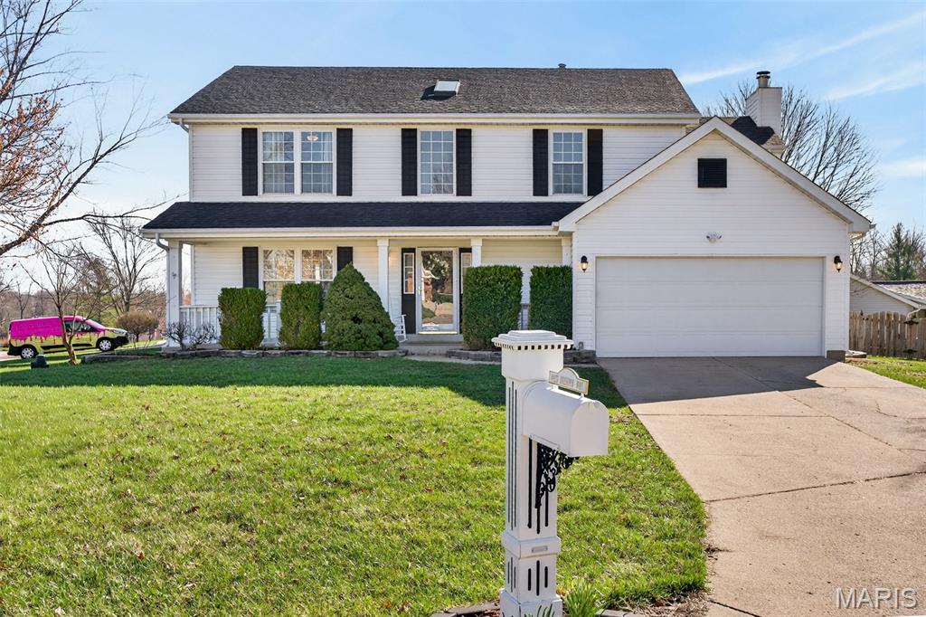 Welcome to 4923 Dresden Way — a beautifully refreshed two-story home offering space, style, and a location that’s hard to beat.

From the moment you arrive, the charming covered front porch and inviting curb appeal set the tone. Inside, you’ll find hardwood floors, fresh paint throughout, and abundant natural light, highlighted by a classic bay window and a cozy fireplace that anchors the main living space.

The updated kitchen is ready for both everyday living and entertaining, featuring granite countertops, new stainless steel appliances, and easy flow into the formal dining room. A main-floor laundry room adds extra convenience.

Upstairs, enjoy the clean, modern feel of new luxury vinyl plank flooring throughout the second level. The primary suite is a true retreat with tray ceilings, fresh paint, a spacious walk-in closet, and a beautifully renovated bathroom complete with double vanities, a walk-in shower, and a freestanding soaking tub.

Step outside to a large fenced backyard—perfect for gatherings, outdoor dining, or relaxing evenings.

Additional improvements include new basement windows and added joist insulation, helping improve comfort and temperature control year-round.

Located in a quiet, established neighborhood with excellent highway access, you’ll enjoy being just minutes from shopping and dining near the Mid Rivers area while still feeling tucked away. Outdoor enthusiasts will appreciate the walking path access to Veterans Tribute Park, about a mile away.

Move-in ready, thoughtfully updated, and ideally located—this is one you won’t want to miss.