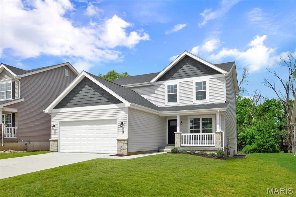 New McBride Homes Berwick, 2-story 3BR, 2.5BA is ready now! Craftsman elevation! Perfect for entertaining, the main level boasts wood laminate flooring & 6’ windows. The kitchen has quartz countertops, stainless steel GE appliances, & level 4 Landen Flagstone 42” tall cabinetry with a center island & breakfast bar. The breakfast room has a sliding glass door to the backyard. Spacious living rm with 2 large double windows & ceiling fan. Upstairs the primary suite has a walk-in closet & private bath with double sinks, linen closet, & 5ft walk-in shower. Two more bedrooms, full bath, & 2nd-floor laundry add convenience. Other features include white 6 panel interior doors, powder rm, upgraded lighting/plumbing fixtures, ceiling fan prewires & more! Wildflower amenities include a sports court, pavilion w/picnic tables, fire pit, pickle ball courts, & BBQ pits. Enjoy peace of mind with McBride Homes’ 10 year builders warranty & incredible customer service! Similar photos shown.