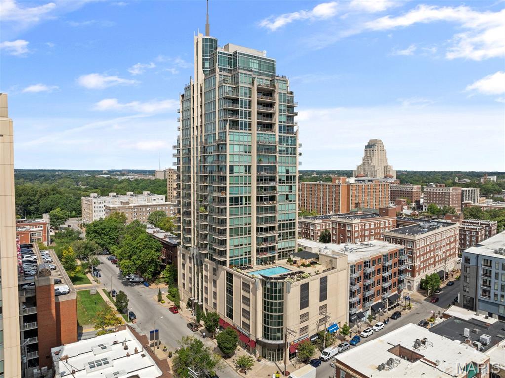 This 2 Bed and 2 Full Bath unit is being leased fully furnished. Upon entry you're greeted to large open floor plan with beautiful hardwood floors and a spectacular eat in kitchen. The combo living and dining area has a wall of windows with panoramic views of Forest Park and downtown Clayton. The spacious master includes a large walk in closet along with a master bath with separate shower and tub. And an additional terrace is located off the master bedroom as well. The 2nd bedroom has a fold away Murphy bed along with ample closet space. Hallway includes an additional full bath along with in unit washer and dryer. 2 parking spaces and added storage are included in the attached garage, along with access to pool, fitness center, fireside room, guest suites and a 24 hour doorman. All of this with close proximity to Forest Park and all the great shops and restaurants within the Central West End.