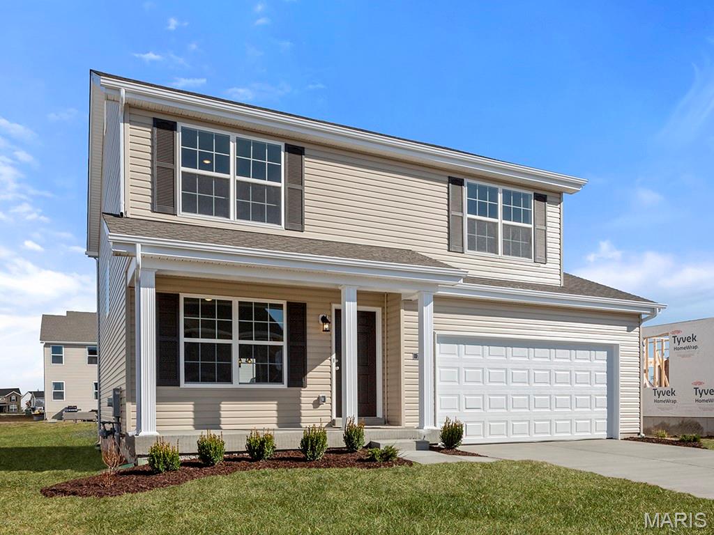 New McBride Homes Sterling 4BR 2.5BA will be ready this fall! Perfect for entertaining, the main floor has wood laminate flooring & 6ft windows. Off the foyer, you’ll find a versatile living room or home office, a welcoming family room, extended kitchen, & powder room. The kitchen has a center island with an extended top, quartz countertops, level 4 Brellin White 42” cabinets, walk-in pantry, & stainless-steel GE appliances. The dining area has a sliding glass door that leads to the backyard. Upstairs you’ll find the primary suite w/walk-in closet, a private bath w/walk-in shower, double sinks & linen closet. Three additional bedrooms, full bath & laundry area add convenience. LL includes a ¾ bath rough-in. Extras include garage coachlights, upgraded fixtures & more! Louiselle Park is located just minutes from Creve Coeur Park with quick access to I-270 and Page Avenue. Enjoy peace of mind with McBride Homes’ 10yr builders’ warranty & incredible customer service! Similar photos shown