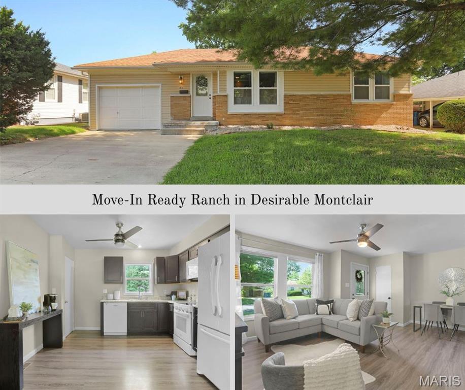 ADORABLE & AFFORDABLE RANCH in Montclaire!  This conveniently located ranch home is ready for the next owner!!  Open floorplan features living room that is open to eating area and kitchen and has newer vinyl flooring and appliances.  The three bedrooms all have hardwood flooring.  The updated bath has newer vanity, tile tub/shower & tile flooring.  The lower level is your blank canvas to finish or keep as storage.  The lower level has laundry area w/washer & dryer staying, updated electrical & sump pump. Outside space features an oversized one-car garage, a storage room for lawnmowers, toys, etc and a level backyard with a patio - perfect for grilling or relaxing.  Conveniently located to schools, shopping, restaurants, bike trails, etc...