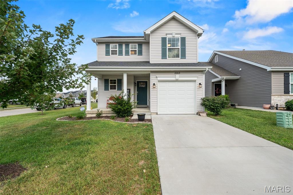 Prepare to get SWEPT off your feet... 2203 Windswept Farms is quite the catch! ;) This 4 bed, 3.5 bath home in Eureka’s sought-after Windswept Farms community has the curb appeal, the space + plenty of reasons to fall hard. Start on the adorable covered front porch, then head inside to an open floor plan filled with natural light, recessed lighting, hard-surface flooring + moody green accents throughout. The kitchen has us particularly smitten with stone countertops, custom neutral cabinetry, SS appliances, herringbone tile backsplash + a pantry to keep the countertop clutter outta sight. A powder room, coat closets + plenty of sneaky storage round out the main floor. Upstairs, the primary suite brings a HUGE walk-in closet + private bath with a walk-in shower, tile flooring and spacious vanity. Two additional bedrooms + another full bath offer room to spread out, while plenty of additional closet + storage space keeps all the miscellaneous stuff you’ve accumulated nicely outta sight. Work from home, kids’ rooms, craft room, workout space... there’s room to make it yours. Downstairs, things get even sweeter. The partially finished basement offers a second private suite with an egress window (yes, that matters!), another massive walk-in closet + full bath featuring a subway-tiled walk-in shower and marble octagon flooring. Out back, the newer concrete patio is ready for grilling, entertaining + watching the little ones run wild. Add a water softener, 4-year-young HVAC, furnace + water heater, and plenty of the big stuff is already handled. Set within a peaceful, walkable community known for friendly neighbors + located in the highly sought-after Rockwood School District, this one makes falling in love look pretty easy. Consider us Windswept. CHEERS!