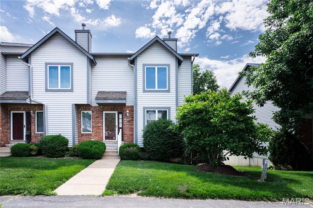 Welcome to 4207 Sherman Park Drive, in desirable Sherman Meadows! Fabulous End Unit townhome has been well maintained & is ready for your personal touches! Great floor plan features 2 nice size Bedrooms & 2.5 Baths in the heart of St. Charles, quick to amenities, shopping, dining & highways! Neighborhood amenities include community pool perfect for enjoying Missouri summers, tennis and clubhouse. Thoughtfully designed floor plan for easy living Main Floor features: a spacious living room, wet bar, powder room, Main Floor Laundry, inviting kitchen & breakfast room opening to a private deck perfect for relaxing. Upstairs features a lovely primary bedroom and bath and a secondary bedroom & hall full bath. Enjoy the convenience of a 2-car attached garage and storage area. Washer, Dryer & Kitchen Refrig included.