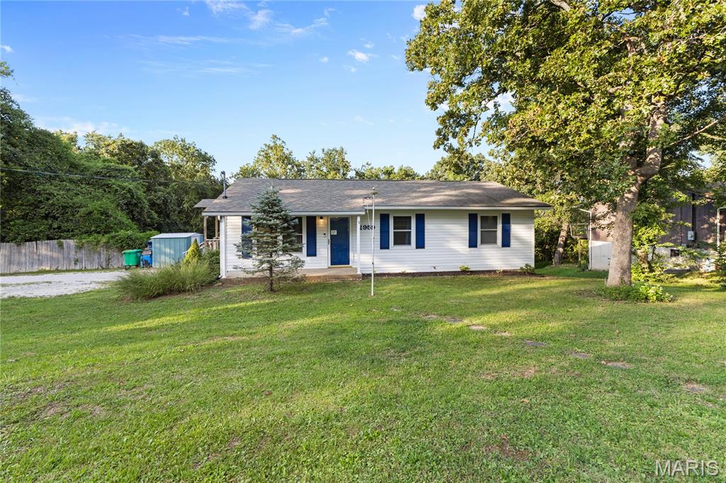 Welcome to this well-maintained 3-bedroom, 2-bath home on just under an acre in the DeSoto School District! The main level features three bedrooms, a full bath, comfortable living room, and an eat-in kitchen with tile flooring, while the finished lower level offers even more space with a family room, bar and entertaining area, wood-burning stove, second full bathroom, laundry/mudroom area with walkout access to the backyard, and an additional finished flex room perfect for a home office, playroom, hobby room, or guest space. Outside, enjoy the fenced backyard, swimming pool, mature trees, and a 12x20 storage shed for added storage. Major updates include the roof and HVAC system within approximately the last 8-9 years, along with newer vinyl siding, giving the next owner added peace of mind. With multiple living areas, flexible space, nearly an acre, and plenty of room to enjoy both inside and out, this Festus-area home has a lot to offer!