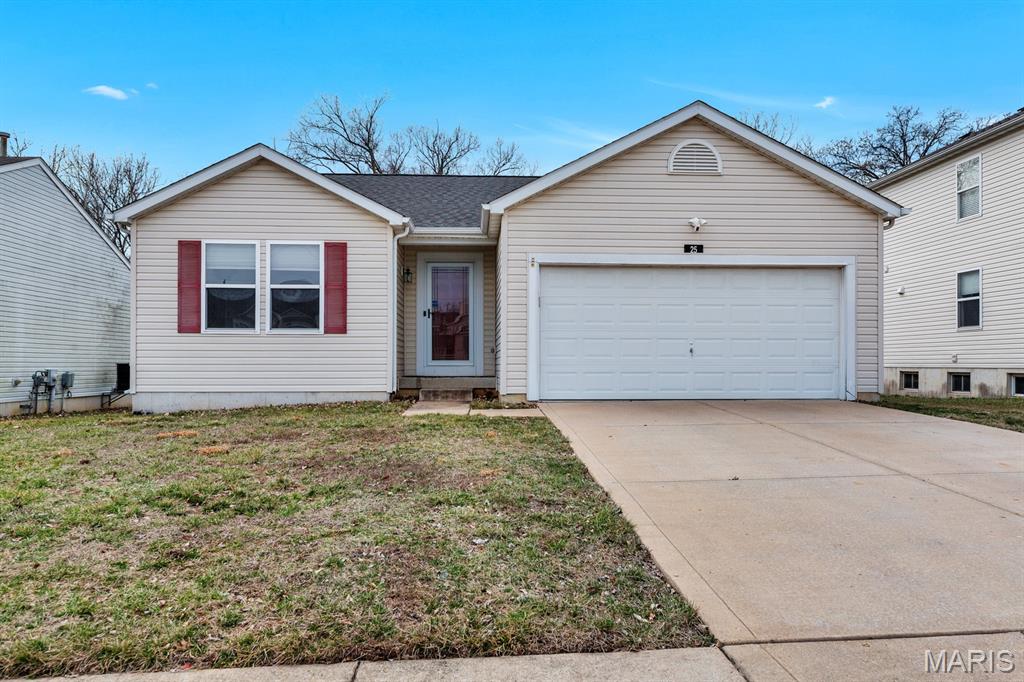 MOVE-IN-READY 3BR 2BTH freshly painted ranch has a layout designed for easy, everyday living. It is ready for you to call it home! Nestled on a cul-de-sac backing to common ground & on nearly a quarter acre lot this home has beautiful curb appeal w/maintenance free vinyl front, 2 car garage & a fenced backyard. Stepping in you'll notice the open floor plan with luxury vinyl flooring throughout. The spacious living rm opens to the eat-in kitchen w/center island, & pantry. The spacious primary suite offers a LG walk-in closet & private full bath. 2 add'l generously sized bedrooms, full bath & laundry room complete the main. The lower level provides a generous amount of space and endless potential for future finishing.  The backyard is perfect for morning coffee or evening relaxation—overlooking mature trees All of this in a great location w/easy access to major hwys & AAA Wentzville School District. This home checks all the boxes. Don’t miss your chance to see it in person!