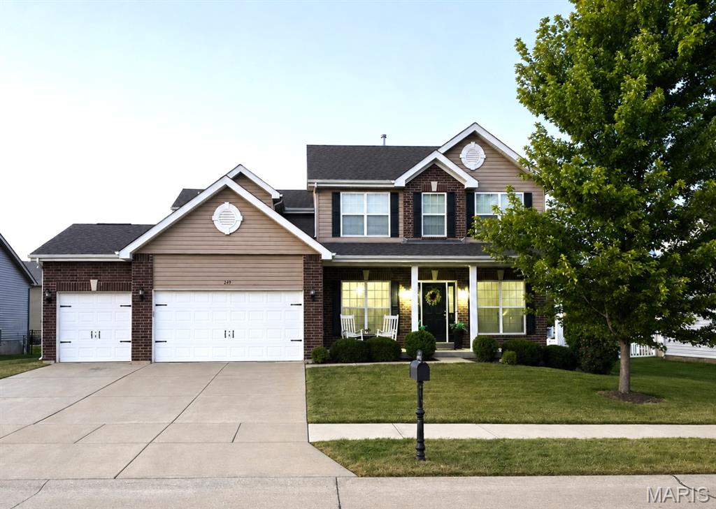 This beautifully updated 4-bedroom, 2.5-bath home offers more than 2,500 sq ft, a 3-car garage and an outdoor retreat designed for relaxing and entertaining. Inside, wood-plank laminate flooring, neutral paint and updated lighting flow throughout the main level. The remodeled kitchen features soft-close shaker cabinetry, granite countertops, stainless steel appliances, a center island, ceramic tile backsplash and a dedicated coffee bar with additional storage. Formal living and dining rooms provide flexible spaces for entertaining, working from home or everyday living. The main-level powder room and laundry room have also been stylishly updated, while board-and-batten details add character to the foyer and hallway. Upstairs, you’ll find four spacious bedrooms, including a generous primary suite with a walk-in closet, double vanity, soaking tub and separate shower. The second full bath has been refreshed with luxury vinyl tile flooring and updated fixtures. Step outside to your own backyard getaway featuring an in-ground pool installed in 2022, expansive patio, hardtop gazebo with a fan and string lights, plus a retaining wall and thoughtfully designed landscaping with privacy trees, shrubs and white marble rock. The unfinished lower level offers an egress window, bath rough-in and plenty of potential for future living space. Additional highlights include dual-zone HVAC, Ecobee smart thermostats, updated fixtures and hardware, cordless faux-wood blinds, newer carpet, and meticulously maintained lawn and landscaping. This one is truly ready to impress!