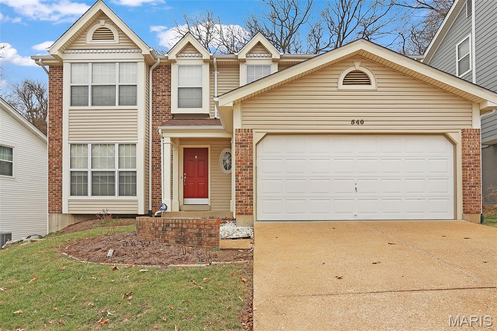 Wonderful Ballwin 2 story opportunity.  Open floor plan, great room with fireplace, mantal, separate dining, and kitchen with granite counter tops.  Panel doors, bay windows, gleaming hardwoods, and skylight. Maintained free exterior.  Master suite with full bath, huge closet, and vaulted ceiling.  Updated main floor powder room.  Main floor laundry/mud room.  New roof, gutters and some siding/windows.  Newer water heater, HVAC, attic insulation and vent cleaning.  Great yard, scenic/wooded view lot with rear patio.  Sought after Parkway South/Ballwin location.  Planning to go active asap after the new flooring is installed.