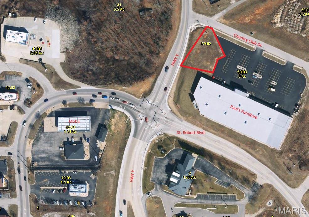 This prime 0.15-acre lot is ideally located on Highway Y, offering approximately 200 feet of valuable highway frontage and exceptional visibility from the busy intersection at St. Robert Blvd. Positioned in a high-traffic area with strong daily exposure, the property is surrounded by established restaurants and retail stores, making it a highly desirable location. This site is cleared, eliminating costly site preparation and allowing for immediate development. High-visibility lots in this growing area are limited, making this an outstanding opportunity to secure a premium location. 

Property is subject to a billboard easement. Billboard structure and associated rights are not included in the sale.