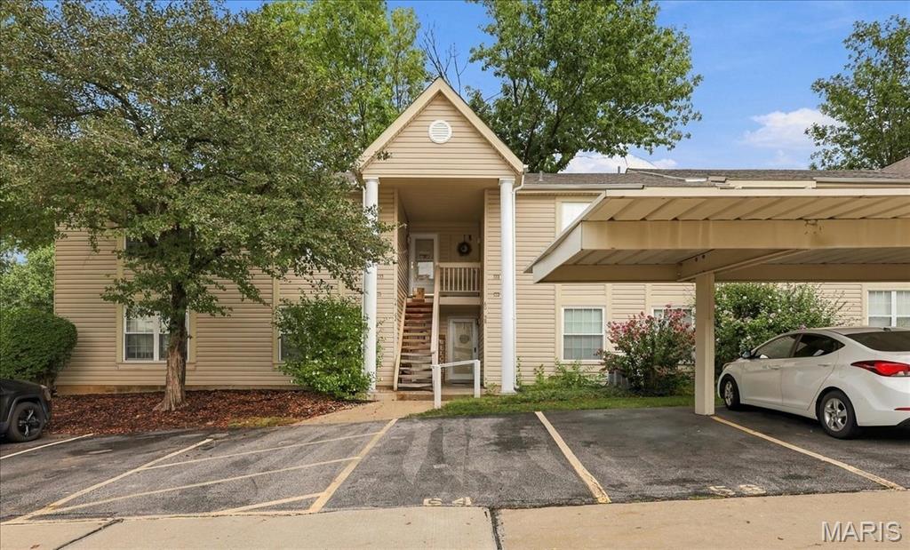 Welcome home! This 1 bed/1 bath 2nd floor condo is located in a prime location in the Francis Howell School District close to 364, 70, shopping, restaurants, & beautiful parks! Tons of natural light filters through the two skylights & ample windows! Large living room/dining space with vaulted ceilings, plenty of storage & in unit laundry make this condo perfect for you! Newer composite deck (2025), newer HVAC system (2024), & newer roof (2024)! Walk right across the street to enjoy the community pool! Don't miss this one! FHA Approved!!