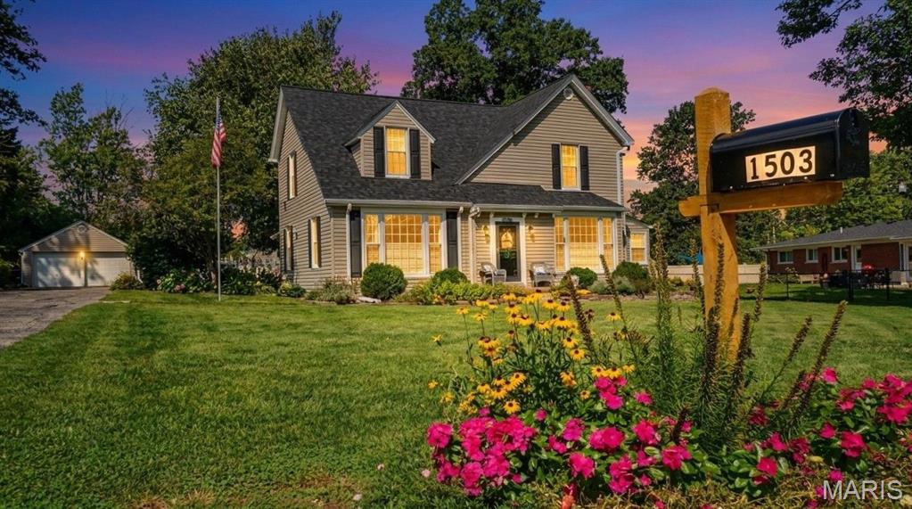 COMING SOON! SHOWINGS BEGIN FRIDAY, 8/21.  CONTRACTS DUE TUESDAY BY NOON ON 8/25 WITH A RESPONSE TIME OF TUESDAY 8/25 AT 10PM. Welcome to this beautifully updated and stunning historic 1.5 story home, where thoughtful improvements meet timeless comfort. The main level shines with gorgeous hardwood floors, fresh recessed lighting throughout the family room, kitchen, and hallway, ceiling fans, and elegant crown molding that adds a polished touch to the space.  The kitchen is a standout! Fully remodeled (spring 2021) with granite and quartz countertops, timeless and modern cabinetry, glossy subway tile backsplash, stainless steel appliances, and a spacious island perfect for gathering. Plantation shutters, built-in seating, and curated decor niches create a warm, custom feel that sets this home apart.  The living areas are equally inviting. Multiple seating spaces, a classic style gas-log fireplace with a detailed mantel, and abundant natural light from large windows and shutters make the home feel cozy yet refined. Every room reflects care, comfort, and a welcoming atmosphere.  Step outside to your private backyard retreat on nearly 1/2 an acre! Enjoy an inground pool with a new liner installed July 2025, surrounded by a spacious patio, ideal for entertaining or relaxing. The yard is beautifully landscaped with vibrant flower beds, mature trees, and plenty of green space. Major updates include a new roof and gutters on the house and garage (October 2025) and a new A/C unit (January 2023), 2 storm doors (2025), offering peace of mind for years to come.  This home blends charm, thoughtful upgrades, and lifestyle-friendly spaces, from cozy evenings by the fireplace to summer gatherings by the pool. It’s truly move-in ready and waiting to welcome its next owner.  An interesting tidbit of history; This home originally faced Historic Route 66 when it was built in 1894 and was later moved to its current location within the subdivision.  You simply MUST see this home that is part of St. Louis history!