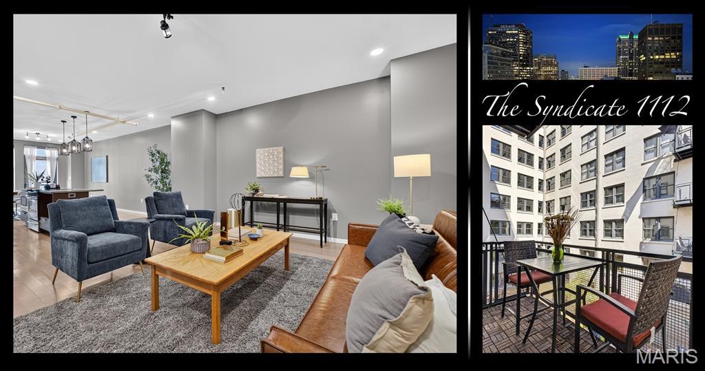 Premier luxury living in downtown’s premier location, The Syndicate puts an extraordinary collection of restaurants, entertainment, culture and everyday conveniences virtually at your doorstep. From the building, you can stroll to Citygarden, Kiener Plaza, Ballpark Village and the Gateway Arch, while the grocery store is conveniently accessible by elevator without ever having to step outside. Add to that one of downtown’s most impressive packages of resident amenities including fitness, art galleries, workshop, club room, meeting room, rooftop deck and more, it is easy to understand why The Syndicate has long been regarded as one downtown's premier addresses.

Inside, this thoughtfully designed two-bedroom residence offers something surprisingly difficult to find downtown: privacy, excellent lighting and a peaceful outdoor retreat. Located within the building rather than along its exterior, the home trades skyline views for a tranquil outlook over the beautifully landscaped courtyard below. A private balcony extends the living space outdoors and creates a quiet escape from the energy of downtown, while windows in both bedrooms along with the double glass doors to the balcony bring welcome natural light into the home. The floor plan is among the more desirable in The Syndicate, with a generously sized living room flowing into an open kitchen with center island and an adjoining area that works equally well for a dining table or comfortable home office. Both bedrooms are generously proportioned and feature large walk-in closets, while full-height walls and doors provide the kind of complete bedroom privacy that is increasingly rare in open-concept downtown living. The primary suite includes a well-appointed bath with a large soaking tub and separate glass-enclosed walk-in shower. A dedicated utility room adds even more functionality with side-by-side washer and dryer and room for additional storage. Completing the package are a private storage space and a desirable parking space in the heated garage with EV capability. It is a residence that combines the convenience and energy of downtown with the comfort, privacy and sense of retreat that make it feel like home.

And there may be no better time to be part of downtown. A new era of investment and activity is taking shape, with the highly anticipated Wash Ave Food Hall expected to open this fall, adding another destination for dining and entertainment just blocks away. Downtown has also taken another important step forward with the establishment of the Downtown St. Louis Sports & Entertainment Community Improvement District, while new state legislation signed by Governor Mike Kehoe expands development incentives designed to encourage investment and redevelopment in downtown St. Louis. Together, these initiatives signal a renewed commitment to downtown’s future—and make The Syndicate an especially compelling place to call home as that momentum continues to build.