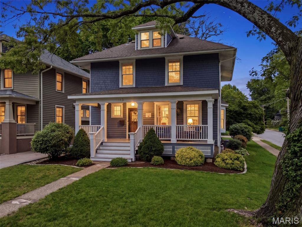 Located in the heart of Central Webster, just one block from the shops, restaurants, and charm of Old Webster, this classic 4-bedroom, 2.5-bath home offers the perfect blend of historic character, thoughtful updates, and everyday comfort. A welcoming covered front porch sets the tone, opening to rich hardwood floors, beautiful natural light, and timeless architectural details throughout.

The light-filled living room features a cozy gas fireplace and flows seamlessly into the dining room, where a beamed ceiling adds warmth and character. The updated kitchen is thoughtfully designed with custom cabinetry, quartz countertops, stainless steel appliances, and excellent functionality for daily living. A spacious family room with a second gas fireplace offers another comfortable gathering space, while a convenient half bath completes the main level.

Upstairs, the second floor includes a private primary suite with an en suite full bath, along with two additional generously sized bedrooms and an updated hall bath. The third floor provides wonderful flexibility as a fourth bedroom, home office, playroom, or guest space.

A 2-car detached garage adds everyday convenience, while the home’s premier Central Webster location is truly hard to beat—just steps from Old Webster and directly on Webster Groves’ iconic Fourth of July parade route. This is a rare opportunity to enjoy one of Webster’s most cherished neighborhoods with walkability, charm, and classic Webster Groves character.