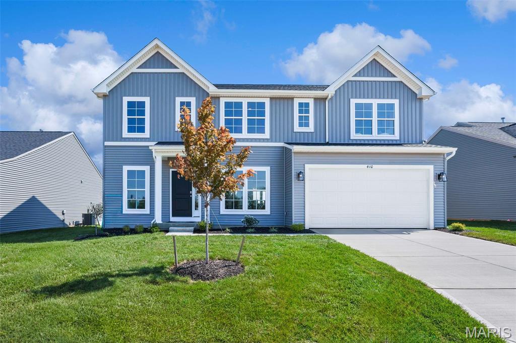Under Construction Inventory Home at Kreder Farms! Welcome to the beautifully designed Hartford, a spacious 4-bedroom, 2.5-bath home that perfectly blends style, comfort, and functionality. Thoughtfully crafted with 9' ceilings throughout the main level, this open-concept floor plan offers the ideal space for both everyday living and entertaining. The gourmet kitchen is the heart of the home, featuring 42" white cabinetry, quartz countertops, a large center island, and a stainless steel appliance package with a gas cooktop and chimney hood. The adjoining great room showcases a sleek linear electric fireplace, while the sunroom provides the perfect space to relax or entertain. A formal dining room, private study with glass doors, and first-floor laundry room with utility sink add both elegance and convenience. Upstairs, the luxurious owner's suite features a deluxe bath with a marble walk-in shower, built-in bench, dual vanities, and a spacious walk-in closet. Additional upgrades include luxury vinyl plank flooring throughout much of the main level, matte black fixtures and hardware, and a front-entry 2-car garage. The full basement with an 8'10" foundation pour and bath rough-in offers outstanding potential for future living space. Located in the sought-after Kreder Farms community, this exceptional new home combines timeless design with today's most desirable finishes. Contact us today to learn more about this home and available builder incentives. Photos and virtual tour are for illustrative purposes only and may vary from the home as constructed.