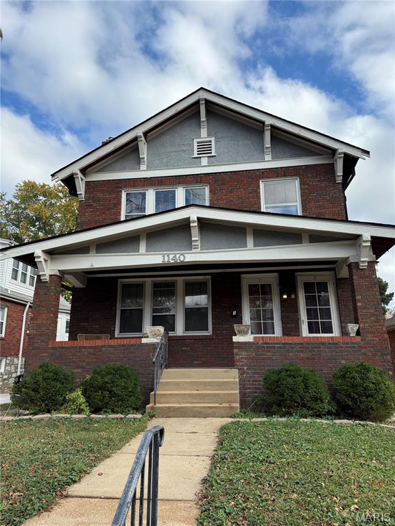 Welcome to this 2 bedroom/1 bath unit in the heart of Richmond Heights. Spacious living and dining rooms. Open floor plan with beautiful stained glass windows, fireplace w/built in bookshelves and covered porch in back. Hardwood floors throughout with neutral paint. Updated kitchen with stainless-steel appliances, quartz countertops, custom cabinetry with gas range. Updated bath. Newer HVAC and water heater. Washer and dryer in basement. Each unit has front door entry. This unit is located on the second level. Walkable area, close to shopping, restaurants, parks and WashU and hospitals. Tons of storage in basement. NO pets or smoking.