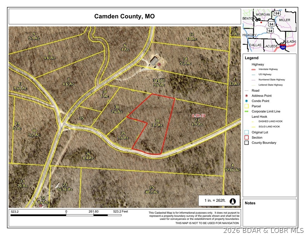 Great building lot not far from Lake of the Ozarks. Electric may be available, power line across the road.